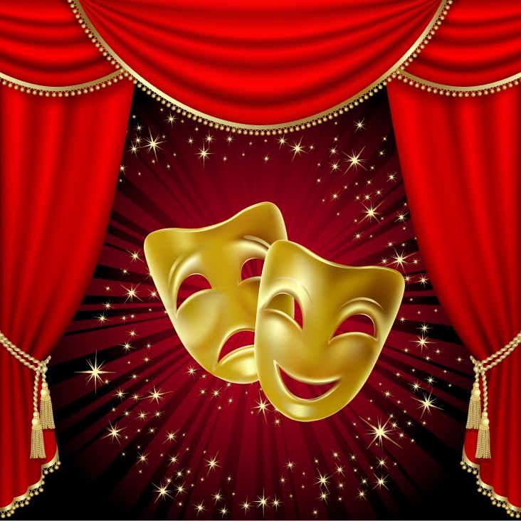 Drama. Dekorations billede - Teater masker - Komedie og tragedie